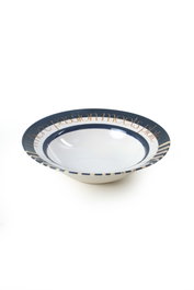 Hermia Plato de Cerámica Blanco y Azul Oscuro de 26 cm